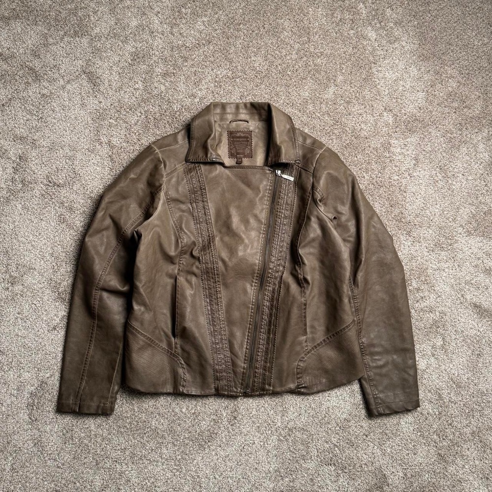 X-TWO FASHION OVERDYED ASYMMETRICAL CLOSURE MOTO JACKET